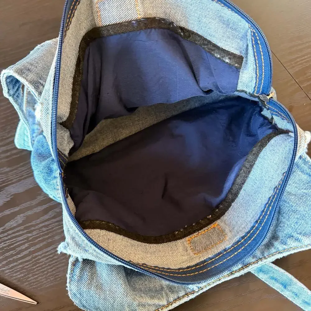 Vintage Y2K Denim Multi-Pocket Hobo Shoulder Bag